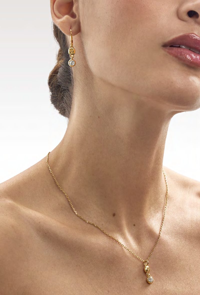 Colección Gémina Cristal (collar + aretes)